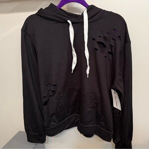 NWT Love Nation distressed black hoodie 2X